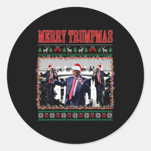 Merry Trumpmas Donald Trump Santa Family Xmas häss Runder Aufkleber