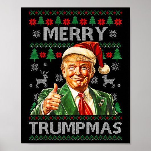 Merry Trumpmas - Weihnachtsmann Donald Trump Poster (Vorne)