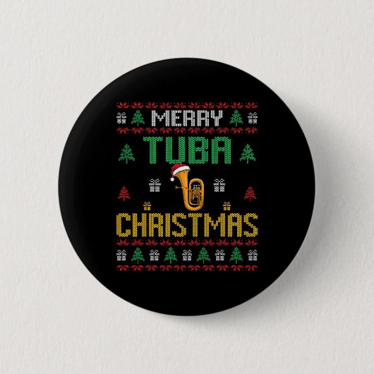 Merry Tuba Christmas Funny Tuba Player Ugly Xmas H Button (Vorderseite)