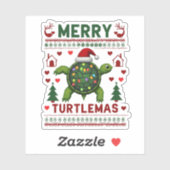 Merry Turtlemas Christmas Lights Cute Turtle Santa Aufkleber (Blatt)