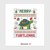 Merry Turtlemas Christmas Lights Cute Turtle Santa Aufkleber (Blatt)