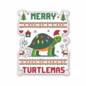 Merry Turtlemas Christmas Lights Cute Turtle Santa Aufkleber (Vorderseite)