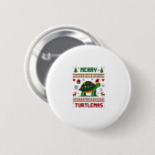 Merry Turtlemas Christmas Lights Cute Turtle Santa Button (Vorne & Hinten)