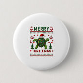 Merry Turtlemas Christmas Lights Cute Turtle Santa Button (Vorderseite)