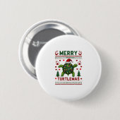 Merry Turtlemas Christmas Lights Cute Turtle Santa Button (Vorne & Hinten)