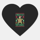 Merry Turtlemas Christmas Lights Cute Turtle Santa Herz-Aufkleber (Vorderseite)