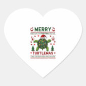 Merry Turtlemas Christmas Lights Cute Turtle Santa Herz-Aufkleber (Vorderseite)