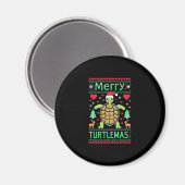 Merry Turtlemas Christmas Lights Cute Turtle Santa Magnet (Vorderseite/Rückseite)