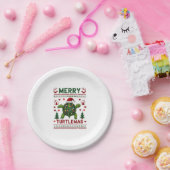 Merry Turtlemas Christmas Lights Cute Turtle Santa Pappteller (Party)