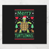 Merry Turtlemas Christmas Lights Cute Turtle Santa Schaumweinetikett (Einzelnes Label)