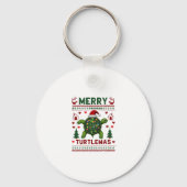 Merry Turtlemas Christmas Lights Cute Turtle Santa Schlüsselanhänger (Vorderseite)