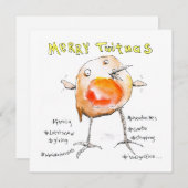 Merry Twitmas Christmas Robin Feiertagskarte (Vorne/Hinten)