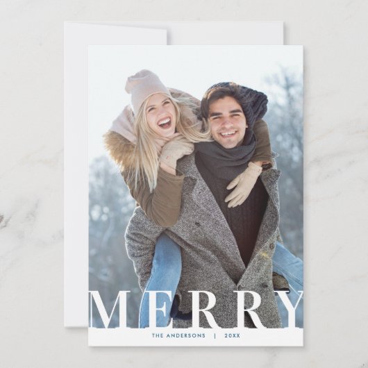Merry Typografy Vertical Foto Weihnachten (Vorderseite)