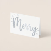 Merry Typography Script Modern Foto Christmas Folienkarte (Vorderseite)