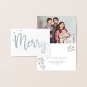 Merry Typography Script Modern Foto Christmas Folienkarte (Anzeige)