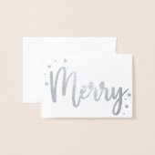 Merry Typography Script Modern Foto Christmas Folienkarte (Vorderseite mit Umschlag)