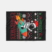 Merry Ugly Christmas Santa Hat Astronaut Riding Ro Fleecedecke (Vorderseite (Horizontal))
