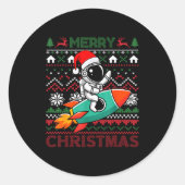 Merry Ugly Christmas Santa Hat Astronaut Riding Ro Runder Aufkleber (Vorderseite)