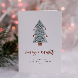 Merry und Bright | Boho Christmas Tree No Foto Feiertagskarte