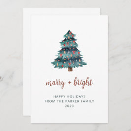 Merry und Bright | Boho Christmas Tree No Foto Feiertagskarte