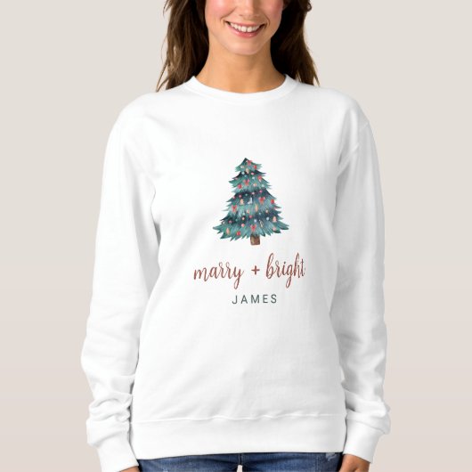 Merry und Bright | Boho Christmas Tree Sweatshirt (Vorderseite)