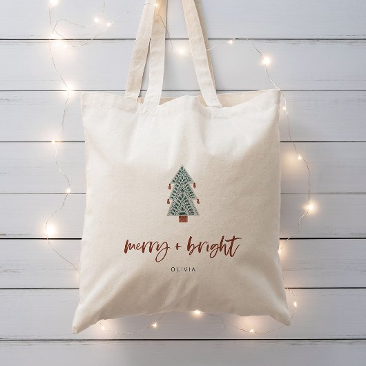 Merry und Bright | Boho Christmas Tree Tragetasche