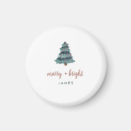 Merry und Bright | Boho Christmas Tree und Script Magnet
