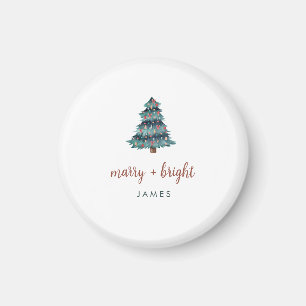 Merry und Bright   Boho Christmas Tree und Script Magnet