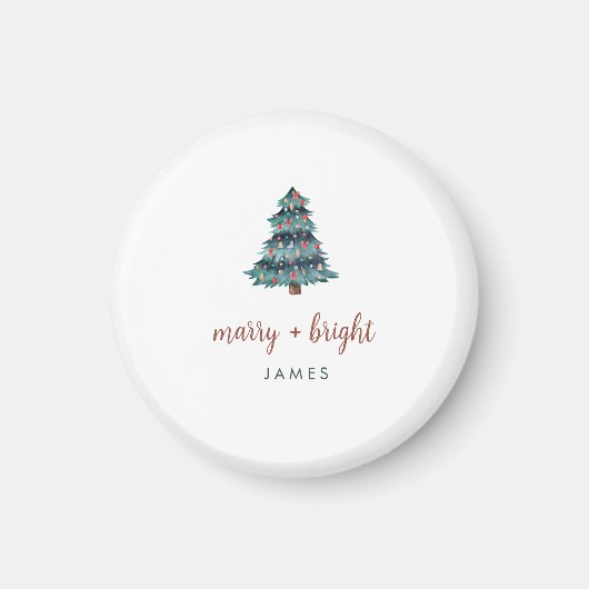 Merry und Bright | Boho Christmas Tree und Script Magnet (Vorne)
