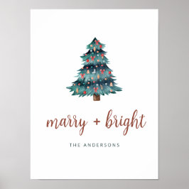 Merry und Bright | Boho Christmas Tree und Script Poster