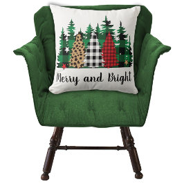 Merry und Bright Buffalo Kariert Leopard Print Tre Kissen