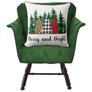 Merry und Bright Buffalo Kariert Leopard Print Tre Kissen
