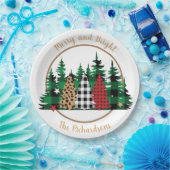 Merry und Bright Buffalo Kariert Leopard Print Tre Pappteller (Party)