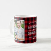 Merry und Bright Classic Red Kariert mit 2 Fotos Kaffeetasse (Vorderseite Links)