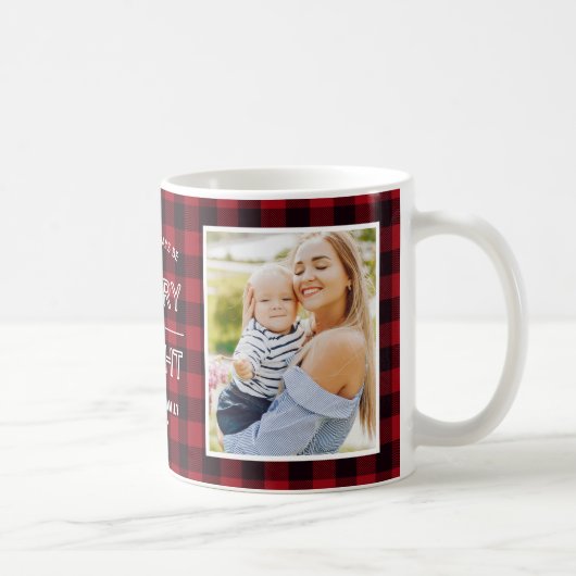 Merry und Bright Classic Red Kariert mit 2 Fotos Kaffeetasse (Rechts)