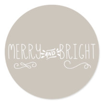 Merry und Bright Classic Round Aufkleber