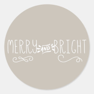 Merry und Bright Classic Round Aufkleber