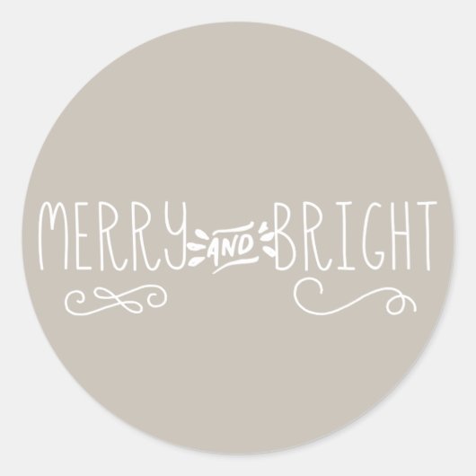 Merry und Bright Classic Round Aufkleber (Vorderseite)
