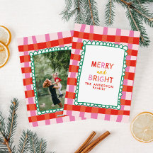 Merry und Bright Colorful Gingham individuelle Nam