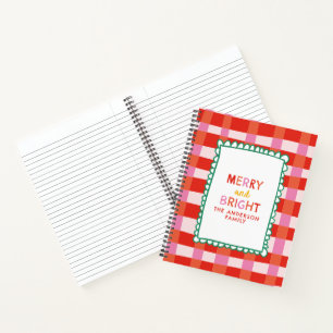 Merry und Bright Colorful Gingham individuelle Nam Notizblock