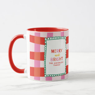 Merry und Bright Colorful Gingham individuelle Nam Tasse