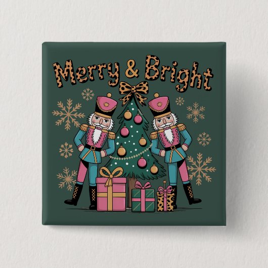 Merry und Bright Coquette Nutcracker Leopard Xmas Button (Vorderseite)