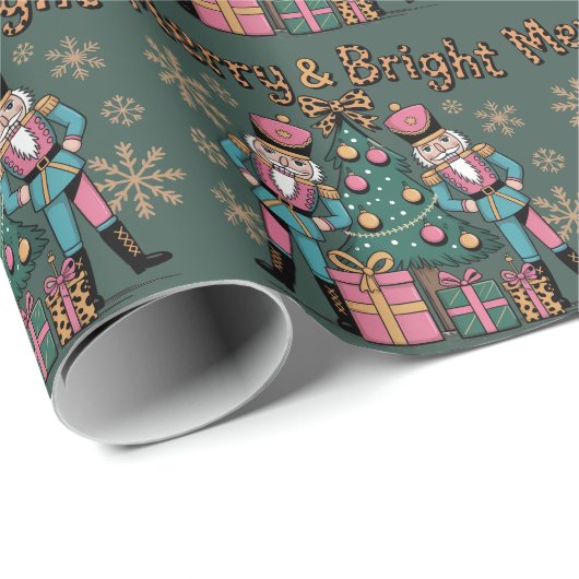 Merry und Bright Coquette Nutcracker Leopard Xmas Geschenkpapier (Rolleneckpunkt)