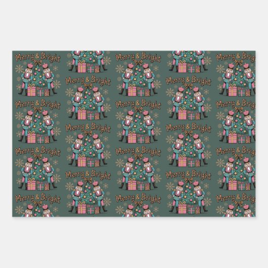 Merry und Bright Coquette Nutcracker Leopard Xmas Geschenkpapier Set (Vorderseite)