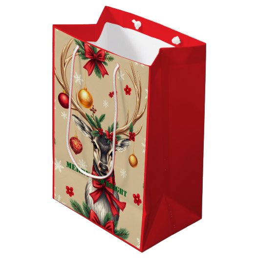 Merry und Bright Custom Gift Bag Mittlere Geschenktüte (Vorderseite Schrägansicht)