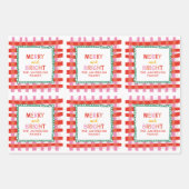 Merry und Bright Custom Holiday Red & Pink Gingham Geschenkpapier Set (Vorderseite)