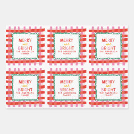 Merry und Bright Custom Holiday Red & Pink Gingham Geschenkpapier Set