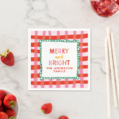Merry und Bright Custom Holiday Red & Pink Gingham Serviette (Beispiel)