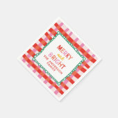 Merry und Bright Custom Holiday Red & Pink Gingham Serviette (Ecke)