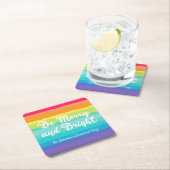 Merry und Bright Custom Rainbow Weihnachts-Party Rechteckiger Pappuntersetzer (Vor Ort)